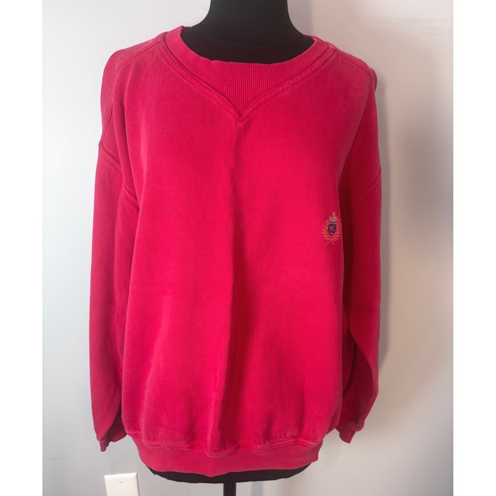 Jantzen VINTAGE Mens Red V-Neck Embroidered Crest Sweatshirt Size L Made in USA‎